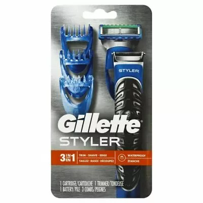 Gillette Styler 3 In 1 Trim Shave Edge Waterproof Men's Razor 1 Cartridge Sealed • $18.90