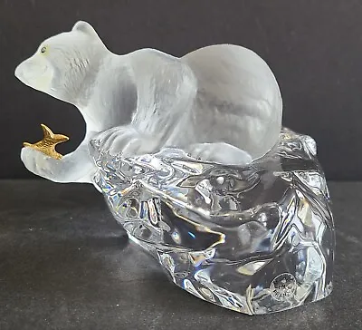 Faberge France Crystal Figurine Igor Carl POLAR BEAR & GOLD FISH On ICEBERG • $98.95