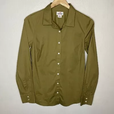 J. Crew Haberdashery Green Button Up Cotton Stretch Long Sleeve Shirt Size Small • $14.40