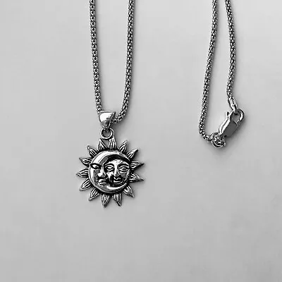 Sterling Silver Moon And Sun Necklace Silver Necklace Moon Necklace • $51.99