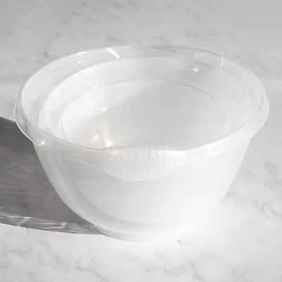 Plastic Mixing Bowl Set Of 3 Sizes - 2/4/7 Litre - Deep Handle Spout Food Salad • £13