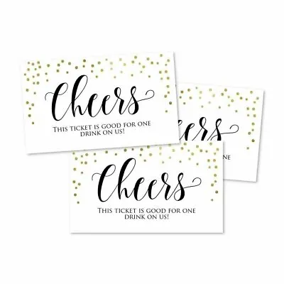 50 Gold Formal Elegant Drink Ticket Coupons For A Free Drink At Weddings... • $9.89