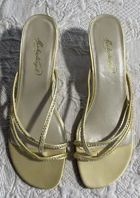 Michaelangelo Marly Sandals Rhinestones Satin Wedding Dressy Shoes Sz 10M • $12.61