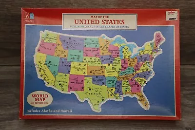 Vintage Milton Bradley Puzzle Map Of The United States World Map Reverse 1988 • $20.78