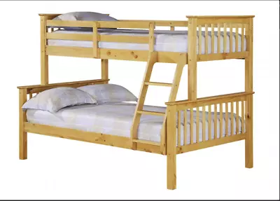 Antique Pine 3FT / 4FT Triple Sleeper Bunk Bed L204cm X D152cm X H152cm PORTLAND • £389