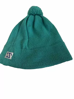 Vintage Merkley Headgear Mens Hat Cap Black Beanie Green Teal Wool Winter Ski • $19.87