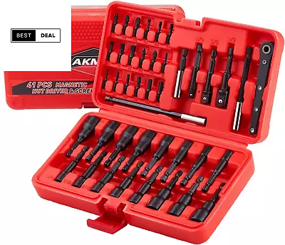 41Pcs Magnetic Nut Driver Set 1/4  Quick-Change Hex Shank | SAE & Metric | Cr-V • $41.01