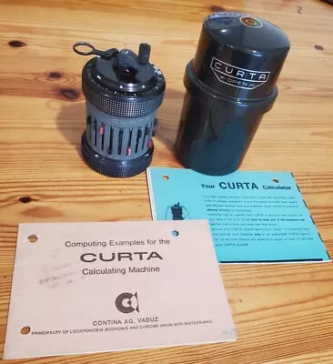 CURTA Mechanical Calculator Type II Vintage 1966 No. 535886 With Case Booklets • $1949.99