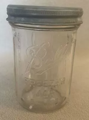 Vintage Ball Freezer Jar 16 Oz Ribbed Fruit Wide Mouth Clear W/Zinc Lid (K-11) • $16.99