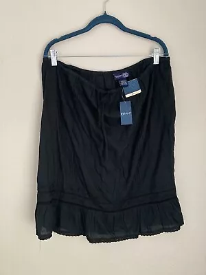 NWT 14/16 Black Stretch Elastic Waist Skirt Venezia Jeans Lane Bryant Cotton • $24.90