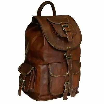 Leather Bag High Backpack Men's Quality Travel Rucksack Genuine Laptop New Pack • £46.62