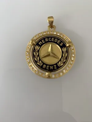 18k 750 Custom Made 30mm Mercedes Logo Diamond Pendant. Unisex • $2688