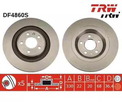 2 Pcs Brake Disc TRW DF4860S For Audi Q5 A4 A4 Avant A5 • $192.71