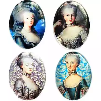 4pc Lot Glass Cabochons Marie Antoinette Vintage Antique Handmade French Jewelry • $1.35