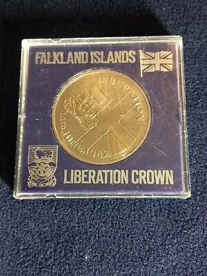 1982 Falkland Islands Liberation 50 Pence Coin With Plastic Case • £14.99