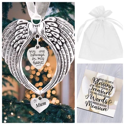 £3.95 • Buy Angel Wings Pendant Memorial Christmas Gift Tree Decoration Mum,Dad ,Grandad,Nan