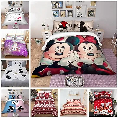 Cartoon Mickey Minnie Mouse Duvet Cover Set Bedding Set Single Double King Size • £19.99