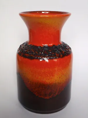 JASBA N 602 10 18 Vase Ceramic Orange Black - FAT LAVA Mid Century WGP • £28.73