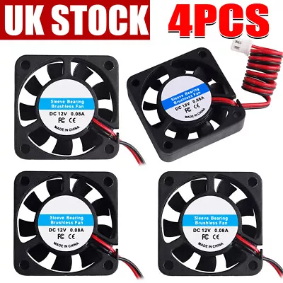 £7.89 • Buy 4Pcs 12V 40mm Cooling Case Fan 4010 40x40x10mm DC Mini Silent 3D Printer 2-Pin