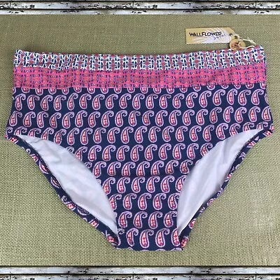 WALLFLOWER Women’s Swimsuit Bikini Bottom Colorful Paisley Brief Plus Sz 0X NWT • $17.99