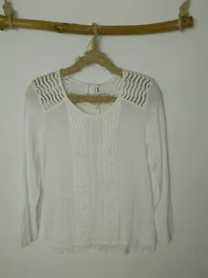 Monoreno Blouse Size Small Ivory Embroidered Peasant Boho Tunic • $19.99