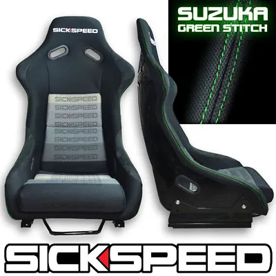 Green Stitch Suzuka Lightweight Racing Bucket Seats W/ Gradiation Cushions  P2 • $459.88