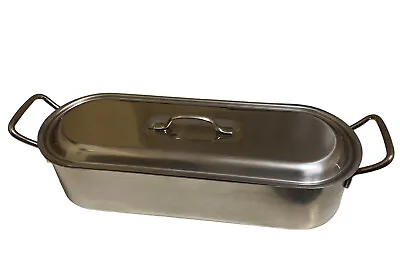 Inox Stainless Steel Fish Poacher Steamer Pan Lid Rack Roaster Baking Italy 18C • $38.99