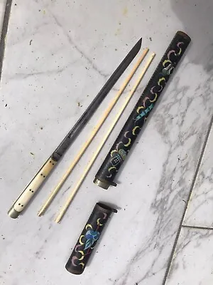 RARE Japanese Cloisonné Samurai Eating Set   Chopsticks And Samurai Knife • $1250