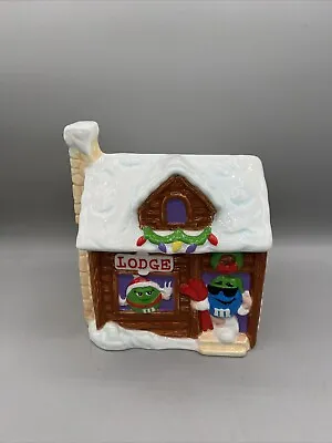 2003 Galerie M&Ms Candies Log Cabin Ski Lodge Cookie Candy Snack Jar Christmas • $21.97