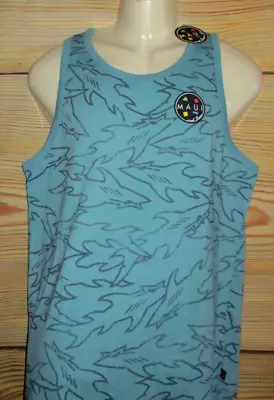 Mens Maui And Sons Shark Ocean Blue Tank Top T-shirt Size L • $19.90