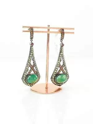 Earrings Sterling Silver Sapphire Chrysoprase Stud/Dangle • $844.69