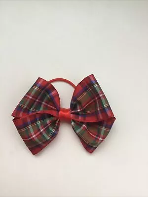 Wedding Flower  Girls Red Hair Bow Bobble Girls Red Tartan Christmas Bow • £1.60