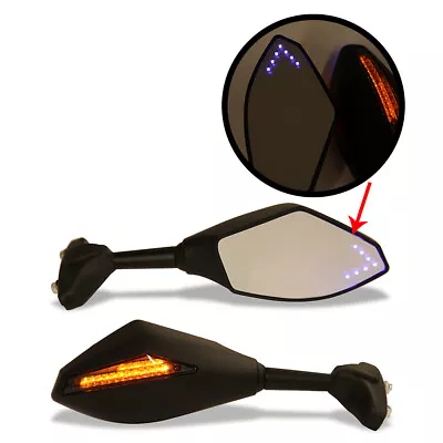 Motorcycle LED Turn Signal Side Mirrors For Honda CBR600 1000 Suzuki GSXR 600 • $45.42