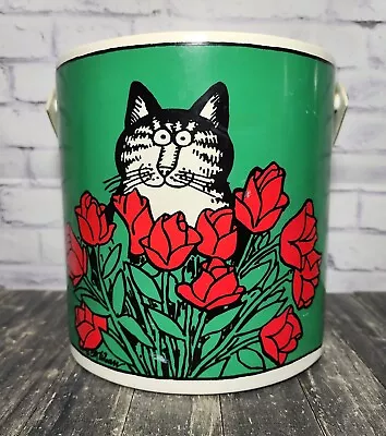 Vintage B. Kliban Cat W/ Flowers 1970s/80s Green & Red Ice Bucket • $49.95