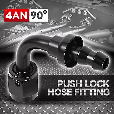 4AN To 1/4  Barb 6061-T6 90 Degree Push Lock Hose End Fitting Fuel Line Adapter • $6.58