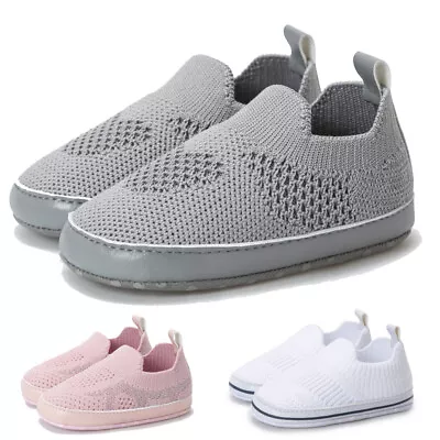 Baby Girls Boys Pram Toddlers Socks Shoes Soft Infant Sneakers Newborn Trainers • £5.56