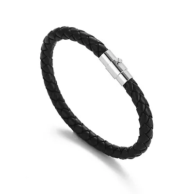 2Pack Men Women Stainless Steel Braided Leather Bracelet Magnetic Clasp Design • $5.55