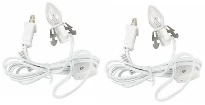 Lot Of 2 ~ White Clip Lamp Light 6' Electric Cord W/Socket On/off Switch • $12.29