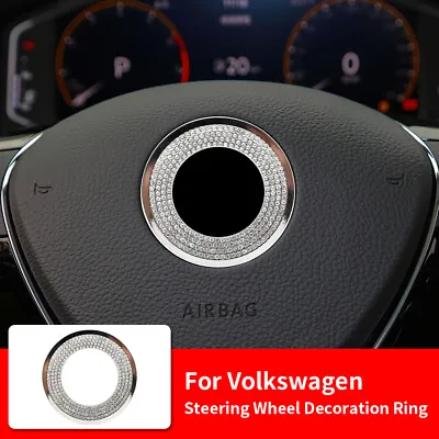 Bling Car Steering Wheel Center Emblem Logo Ring Trim Diamond Stickers For VW • $14.54