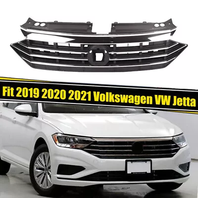 Black Mesh Front Bumper Upper Grille Cover Chrome Fit 2019 2020 2021 VW Jetta • $63.80