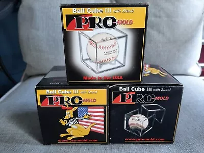 (3) Pro-Mold Ball Cube III Autograph Souvenir Baseball Display Case • $12