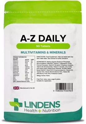 A-Z Daily 90 Tablets Multivitamin & Minerals Nutrition Lindens • £6.49