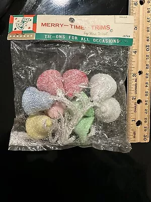 9 Vintage Merry-Time-Trim Sugar Coated Bell Christmas Package Gift Ties NOS! • $19.95