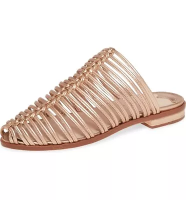 Cecelia New York Gloria Slide Sandal Rose Gold Closed Toe Caged Mule Flats • £42.71