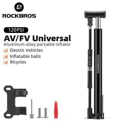 ROCKBROS Bike Pump Portable Mini High Pressure With Barometer 120PSI Ultralight • $13.94