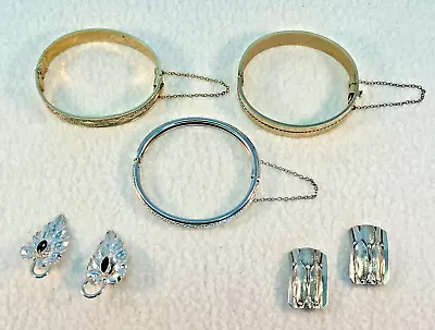 Vintage Lot Of Whiting & Davis Co Jewelry- 3 Bracelets & 2 Pair Clip Earrings • $45