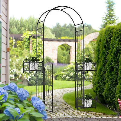 Outsunny Metal Garden Arch Garden Arbor Trellis For Climbing Plants Black • $114.99