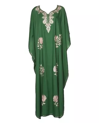 Kaftan Dress (Green With Pink Flowers) • $129