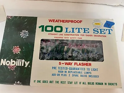 Vintage Christmas 100 Lite Set Spiky  5-way Flashing Mini Lights Waterproof • $55