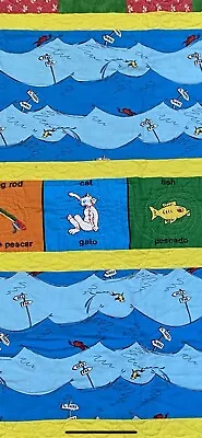 DR SEUSS One Fish Two Red Fish Blue Fish QUILTED BLANKET LAP QUILT 37”x37” • $49.95